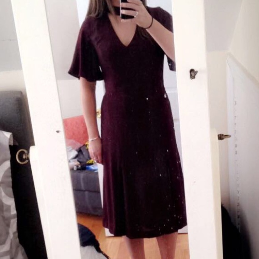Maroon midi dress